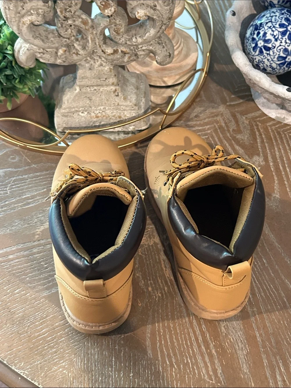 Kids Tan Workmen Work Style Boots Big Boys Size 3